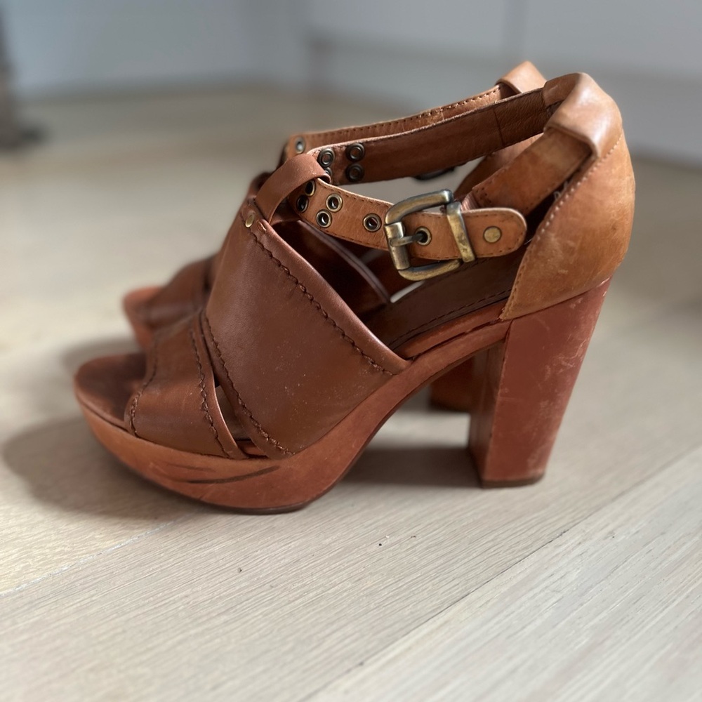 Brown Leather Women's Heeled Sandals